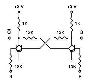A bistable multivibrator using RTL NOR gates.